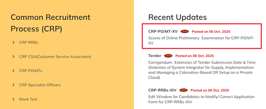 IBPS PO Prelims Scorecard 2025